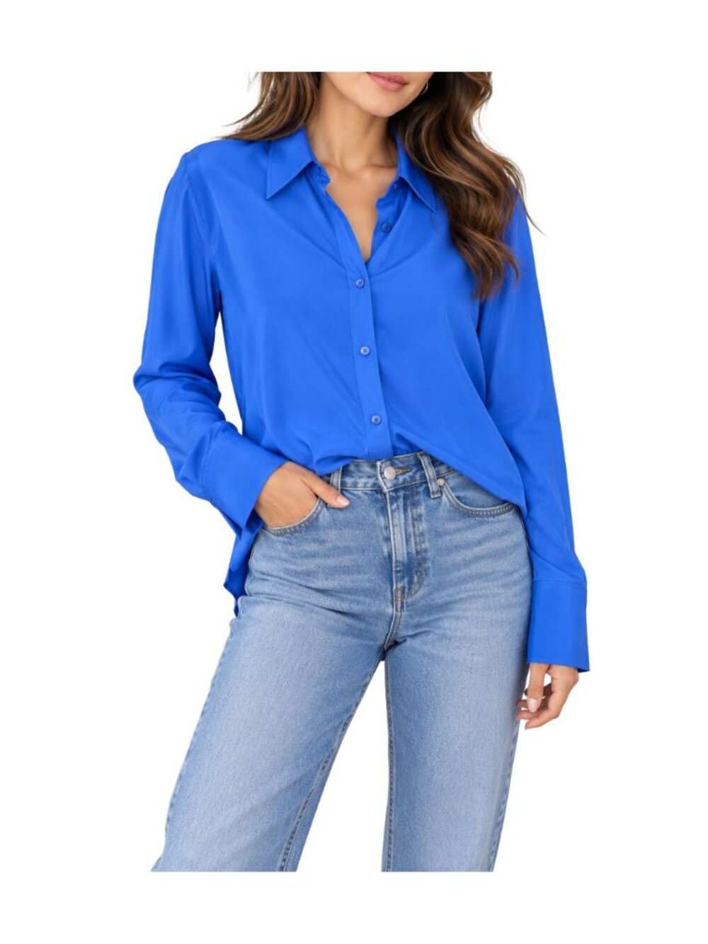 Helmut Lang Silk Viscose Blue Button-Up Shirt